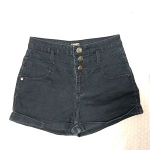 Celebrity Pink Jean Shorts BLUE Hi Rise 3-Button Waistband Zip Fly Size 1 26"